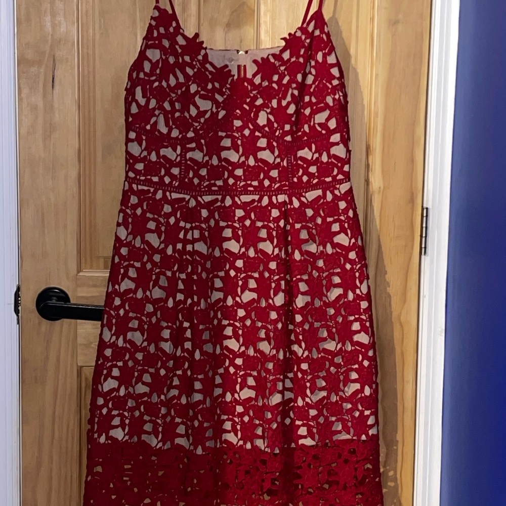 City Chic Red Lace Midi Dress
